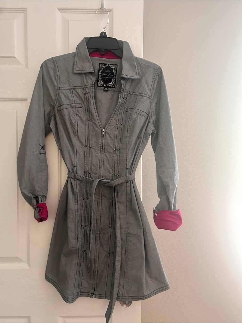 Womens Trench dress with Pink Lining
